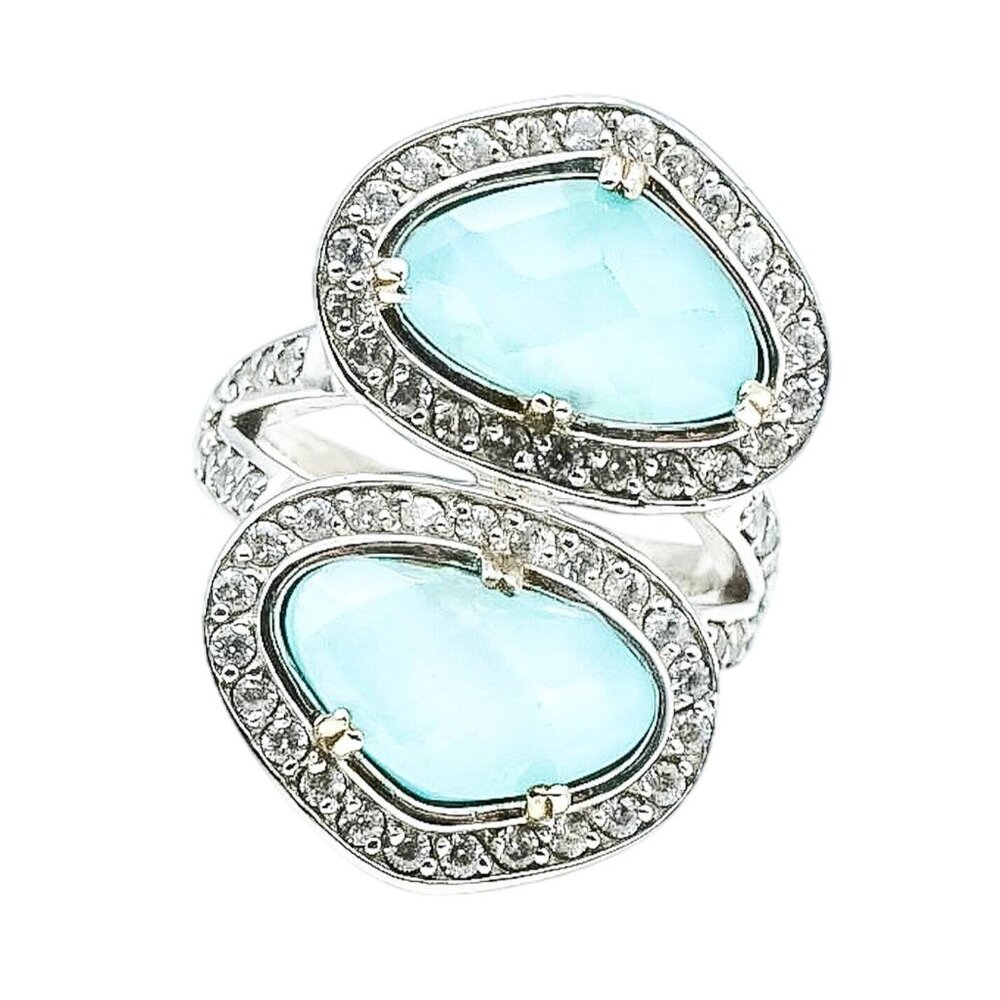 Joya Moonstone Doublet and White Zircon Halo Ring – Size 5